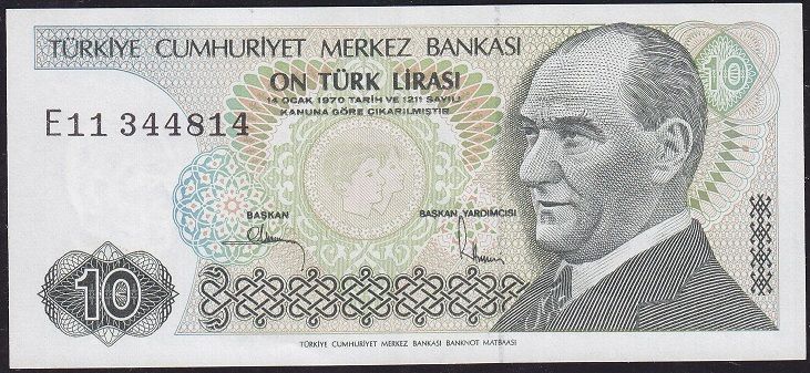 7.Emisyon 2.Tertip 10 Lira E11 344814 Ççt Çilaltı