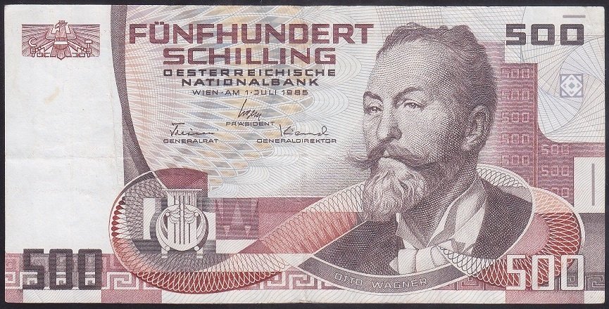 AVUSTURYA 500 ŞİLİNG 1985 ÇOK TEMİZ (200 LİRA ÜZERİ NOMİNALİ VAR)