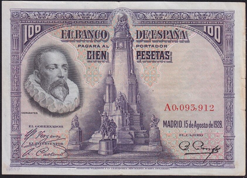 İspanya 100 Pesetas 1928 Çok Çok Temiz Pick 76