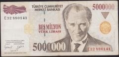 7.Emisyon 5 000 000 Lira E32 880141 Çok Temiz
