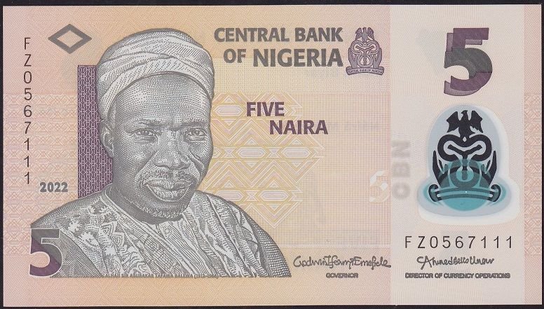 Nijerya 5 Naira 2022 Çil Polimer Pick 38 ( 111 )