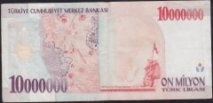 7.Emisyon 10 000 000 Lira B76 172146 Çok Temiz+