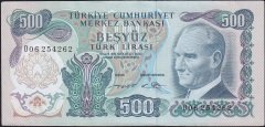 6.Emisyon 2.Tertip 500 Lira O06 254262 Ççt Çilaltı ( Tedavül Katı Yoktur )