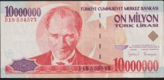 7.Emisyon 10 000 000 Lira D18 534577 Çok Çok Temiz+
