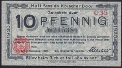 ALMANYA 10 PFENNİNG NOTGELD 1920 ÇİLALTI ÇİL