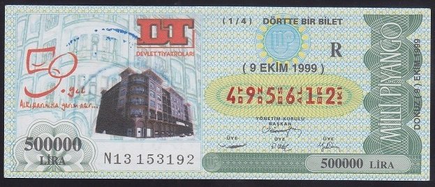 1999 9 EKİM ÇEYREK BİLET