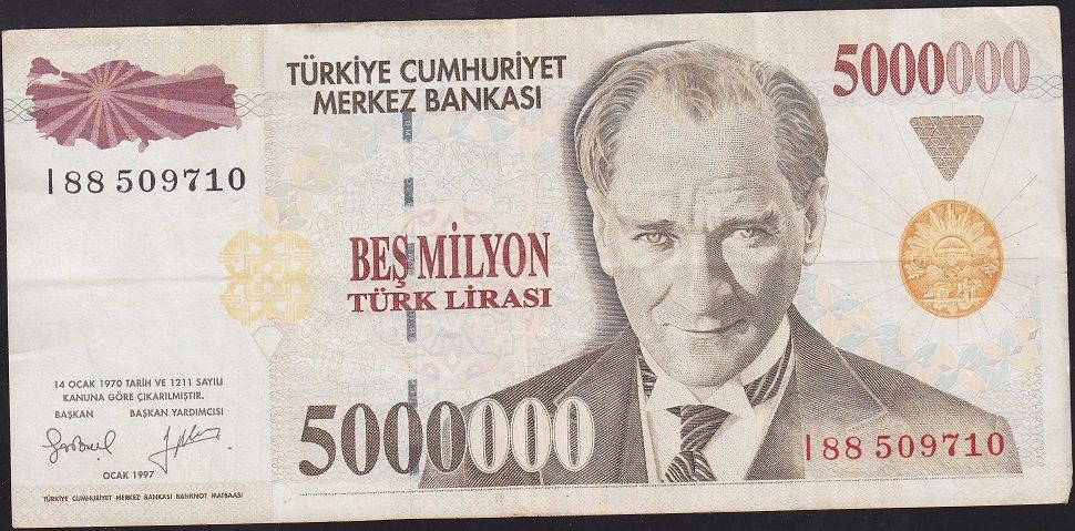 7.Emisyon 5 000 000 Lira I88 509710 Çok Temiz+