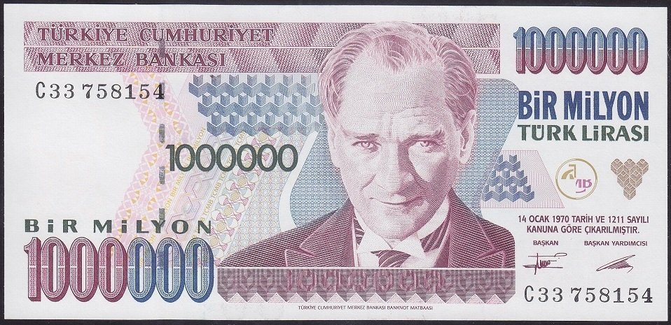 7.Emisyon 1.Tertip 1000000 Lira C33 7581** Çil