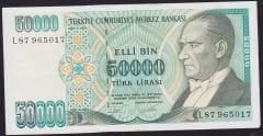 7.Emisyon 2.Tertip 50000 Lira L87 965017 Çok Temiz+