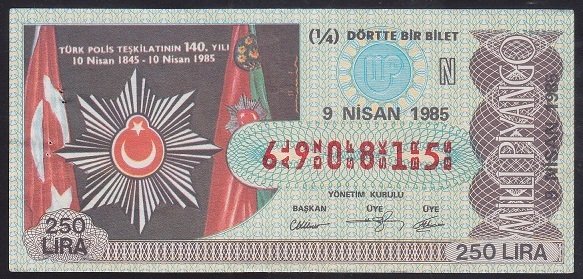 1985 9 NİSAN ÇEYREK BİLET N SERİSİ