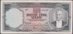 5.Emisyon 2.Tertip 500 Lira O7 02550 Çok Temiz