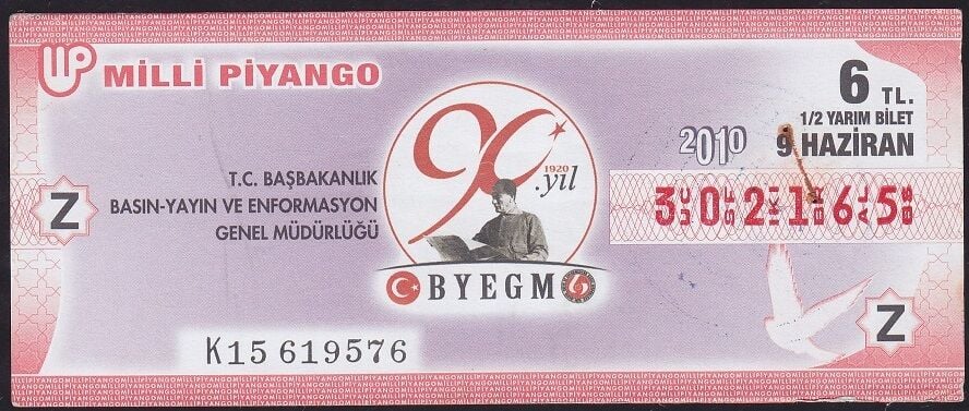 2010 9 Haziran Yarım Bilet - Z Serisi
