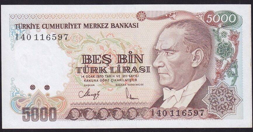 7.Emisyon 4.Tertip 5000 Lira I40 116597 Çil