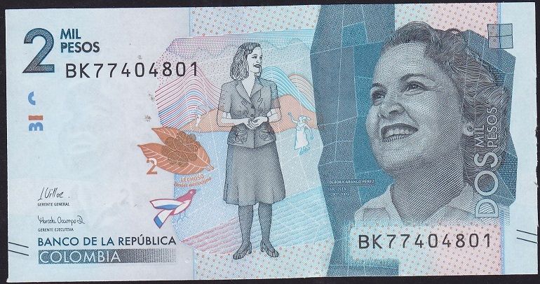Kolombiya 2000 Pesos 2021 Çil