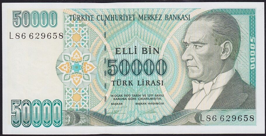 7.Emisyon 2.Tertip 50000 Lira L86 629658 Çilaltı