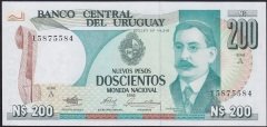 Uruguay 200 Pesos 1986 Çilaltı Çil Pick66