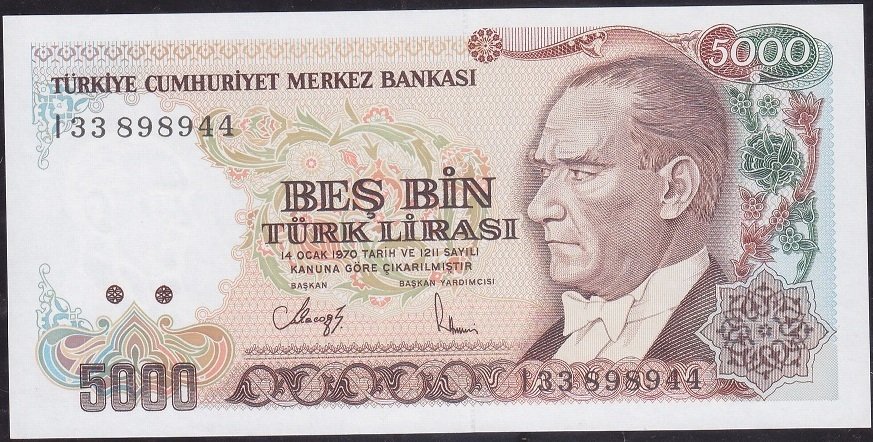 7.Emisyon 4.Tertip 5000 Lira I33 898944 Çil