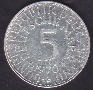 ALMANYA 5 MARK 1970 G ( GÜMÜŞ )