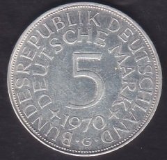 ALMANYA 5 MARK 1970 G ( GÜMÜŞ )
