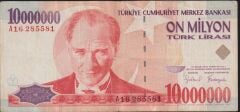 7.Emisyon 10 000 000 Lira A16 285581 Çok Temiz