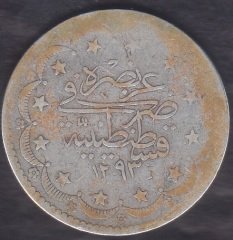 1293 / 3 ABDULHAMİT 20 KURUŞ GÜMÜŞ