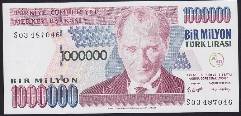 7.EMİSYON 3.TERTİP 1 000 000 LİRA S03 487046 ÇİL