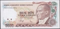7.Emisyon 4.Tertip 5000 Lira I39 055374 Çilaltı
