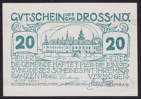 AVUSTURYA 20 HELLER NOTGELD 1920 ÇİL