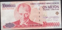 7.Emisyon 10 000 000 Lira B72 967315 Çok Temiz