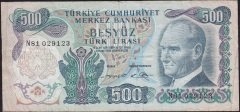 6.Emisyon 2.Tertip 500 Lira N81 029123 Çok Temiz