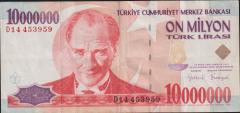 7.Emisyon 10 000 000 Lira D14 453959 Çok Temiz+