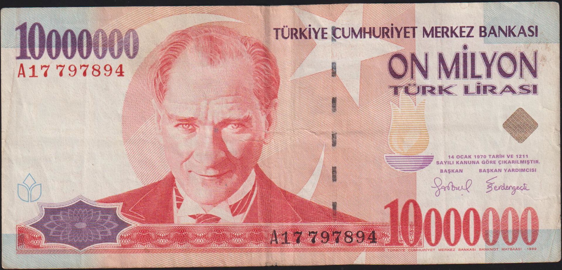 7.Emisyon 10 000 000 Lira A17 797894 Çok Temiz