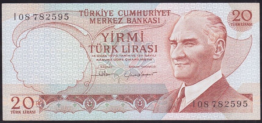 6.Emisyon 4.Tertip 20 Lira I08 782595 Çilaltı Çil