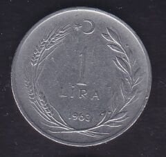 1963 Yılı 1 Lira Ters