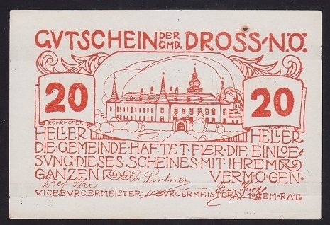 AVUSTURYA 20 HELLER NOTGELD 1920 ÇİL