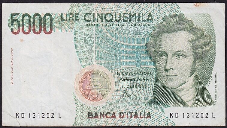 İtalya 5000 Lire 1985 Haliyle