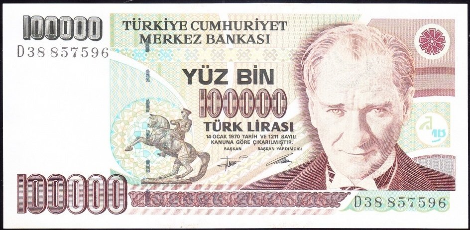 7.Emisyon 2.Tertip 100000 Lira D38 857596 Çilaltı Çil