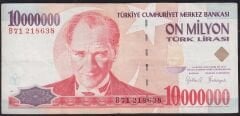 7.Emisyon 10 000 000 Lira B71 218638 Çok Temiz