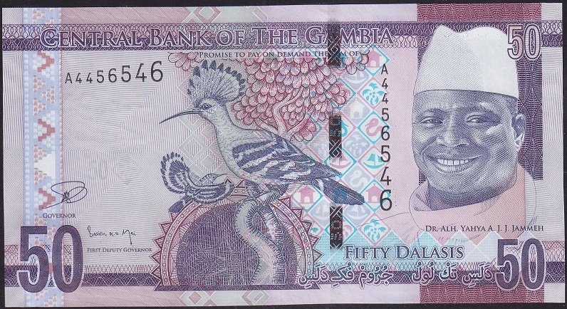 GAMBİA 50 DALASİS 2015 ÇİLALTI ÇİL  eski para alan yerler