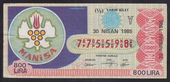 1985 30 NİSAN YARIM BİLET Y SERİSİ