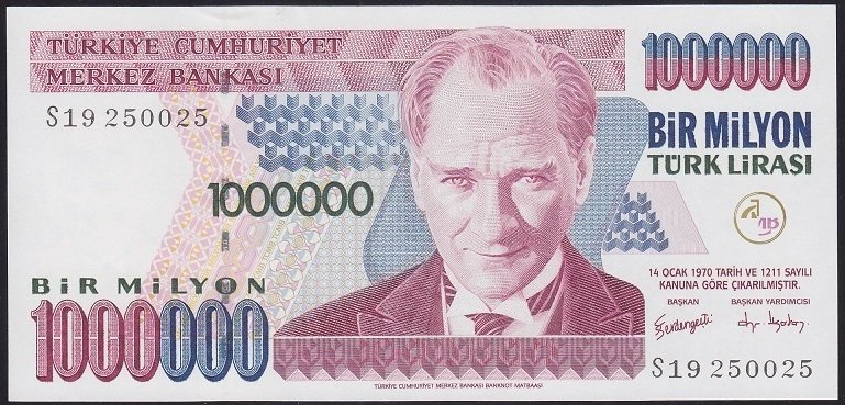 7.EMİSYON 3.TERTİP 1 000 000 LİRA S19 250025 ÇİL