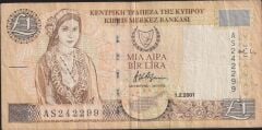 Kıbrıs 1 Lira 2001 Çok Temiz