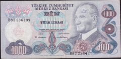 6.Emisyon 1.Tertip 1000 Lira B82 236437 Çok Temiz