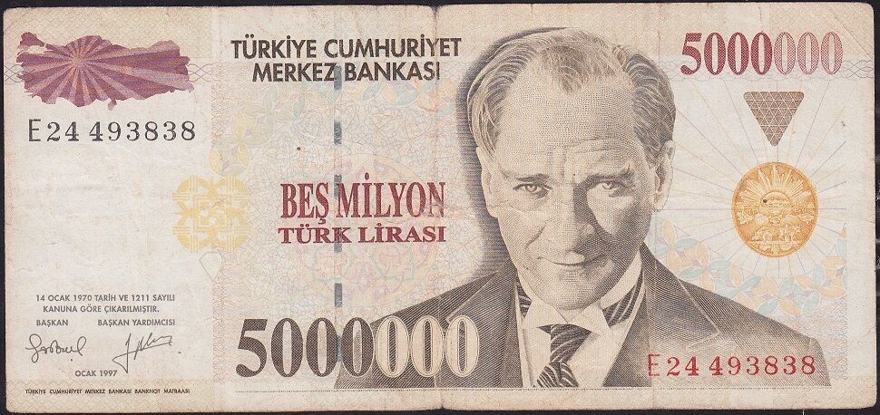 7.Emisyon 5 000 000 Lira E24 493838 Çok Temiz