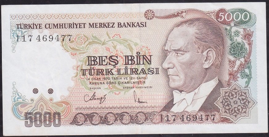 7.Emisyon 4.Tertip 5000 Lira I17 469477 Ççt +