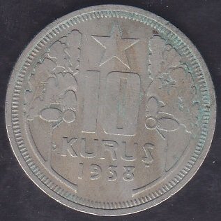 1938 Yılı 10 Kuruş Çok Temiz