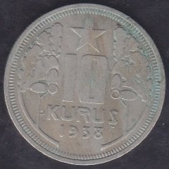 1938 Yılı 10 Kuruş Çok Temiz