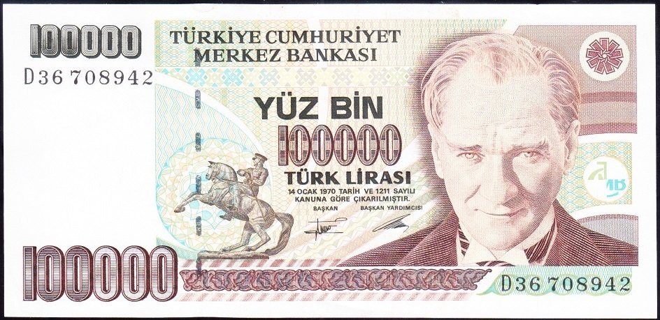 7.Emisyon 2.Tertip 100000 Lira D36 708942 Çilaltı Çil