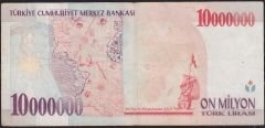 7.Emisyon 10 000 000 Lira B70 539251 Çok Temiz