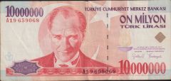 7.Emisyon 10 000 000 Lira A19 659068 Temiz+